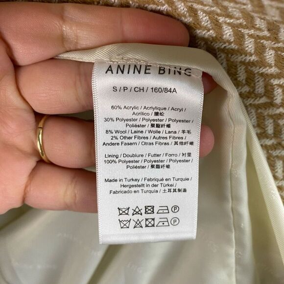 ANINE BING Fishbone Herringbone Pattern Blazer Jacket - Picture 13 of 13